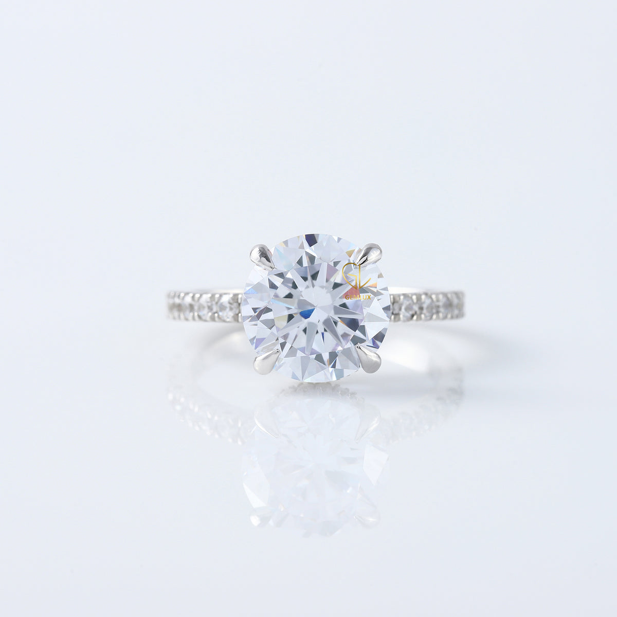 4ct Round Cut Lab Grown Diamond Accent Ring - Hidden Halo
