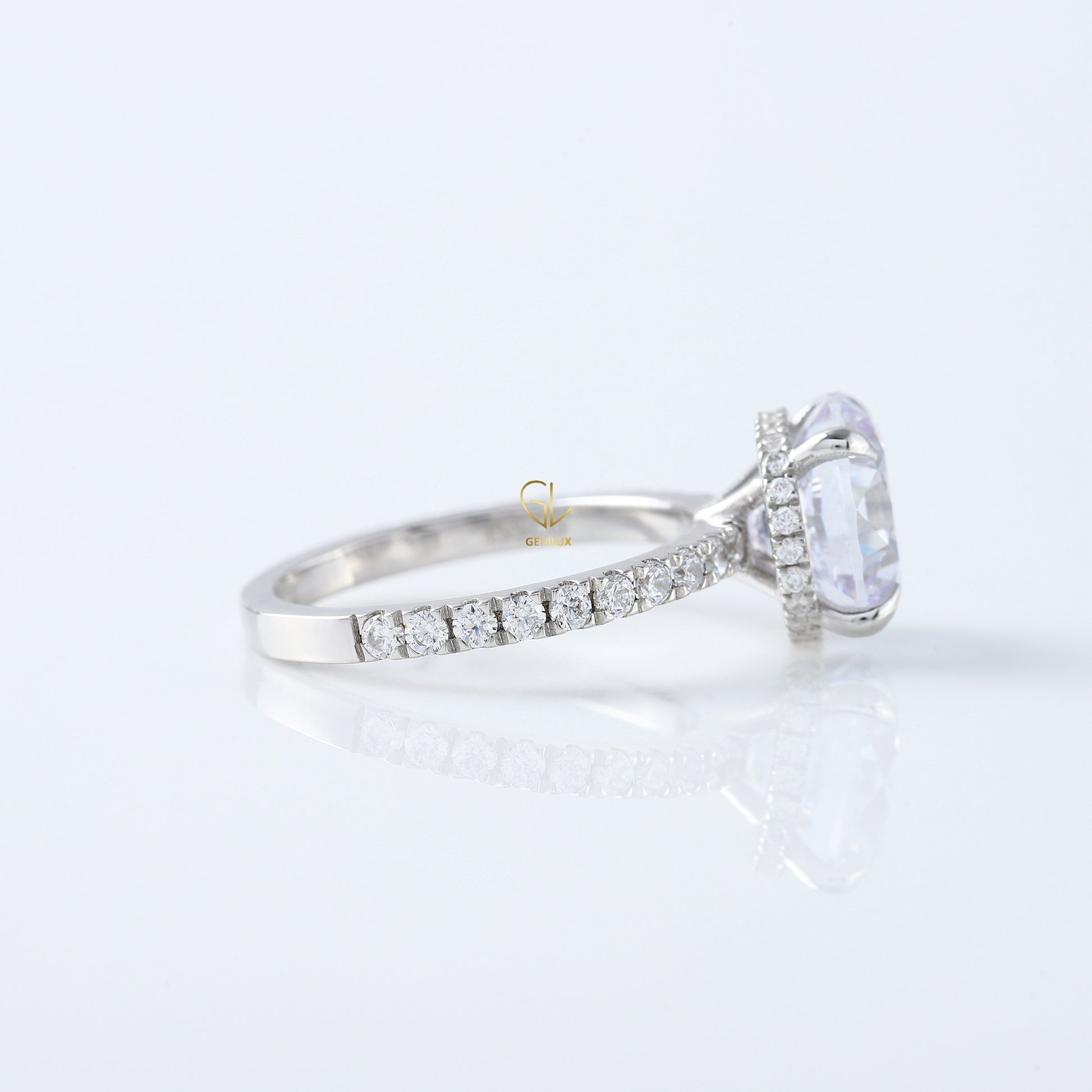 4ct Round Cut Lab Grown Diamond Accent Ring - Hidden Halo