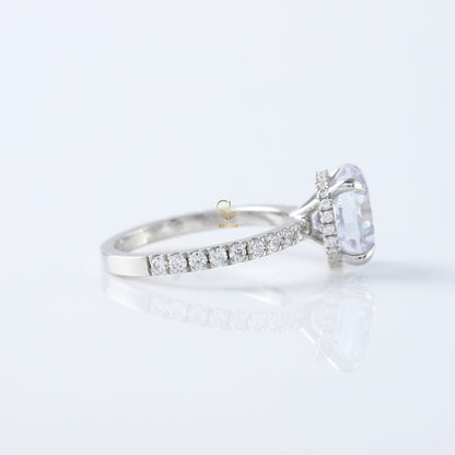 4ct Round Cut Lab Grown Diamond Accent Ring - Hidden Halo