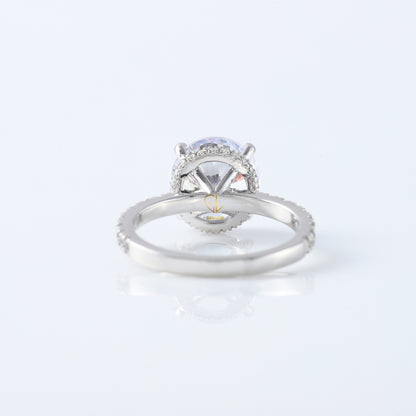 4ct Round Cut Lab Grown Diamond Accent Ring - Hidden Halo
