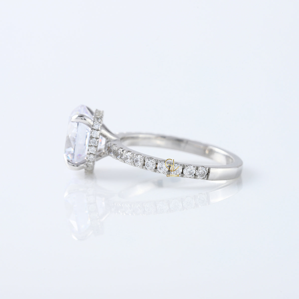 4ct Round Cut Lab Grown Diamond Accent Ring - Hidden Halo
