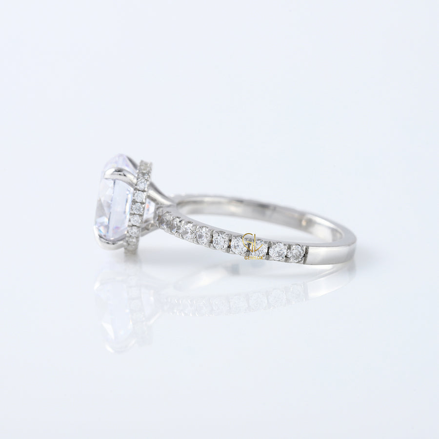 4ct Round Cut Lab Grown Diamond Accent Ring - Hidden Halo