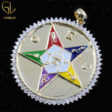 Vintage OES Eastern Star Round Cut Moissanite Enamel Charm Pendant