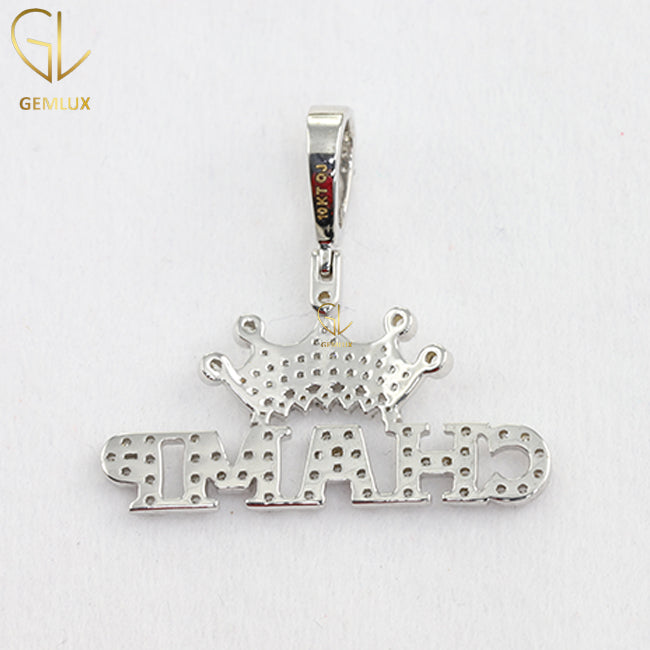 Iced Out VVS Moissanite Champ Letter With Crown Pendant