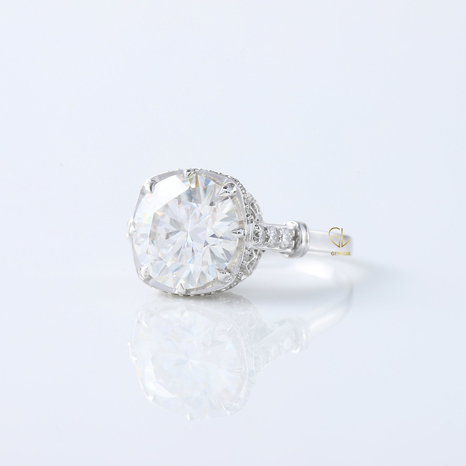 5 Ct Round Cut Lab Grown Diamond Art Deco Ring