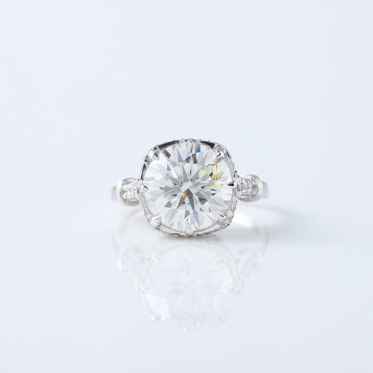 5 Ct Round Cut Lab Grown Diamond Art Deco Ring