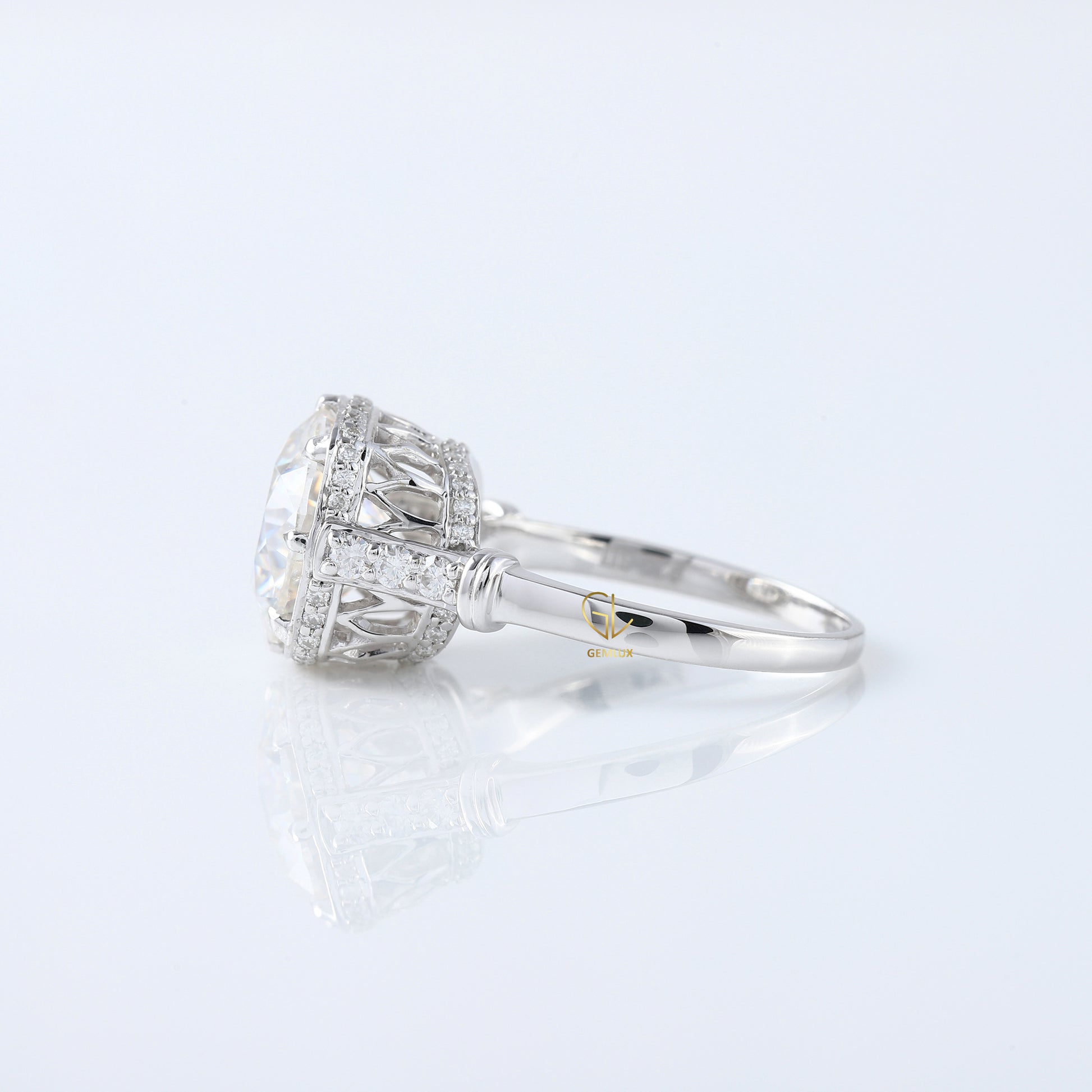 5 Ct Round Cut Lab Grown Diamond Art Deco Ring