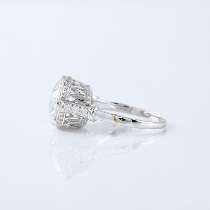 5 Ct Round Cut Lab Grown Diamond Art Deco Ring