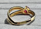 Certified Natural Diamond Pear Cut Ruby Diamond Engagement Ring