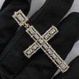 Fine 925 Jewelry Baguette Cut Moissanite Diamond Cross Pendant