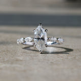Marquise-Cut Lab-Grown Diamond Engagement Ring with Side Stones
