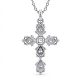 Pear and Round Lab-Grown Diamond Vintage Cross Pendant