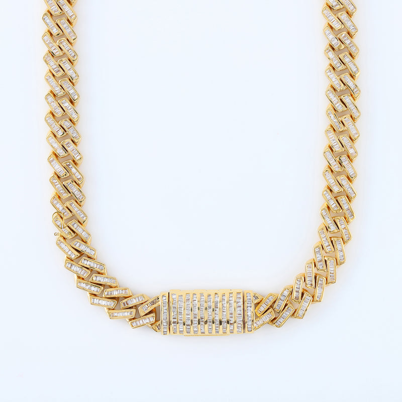 925 Silver Baguette Cuban Link Hip Hop Chain