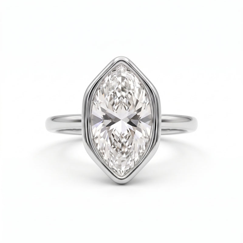 Abstract Bezel Set Marquise Lab Grown Diamond Ring