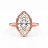 Marquise-cut lab-grown diamond bezel engagement ring with polished yellow-gold band