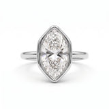 Marquise-cut lab-grown diamond bezel engagement ring with polished yellow-gold band