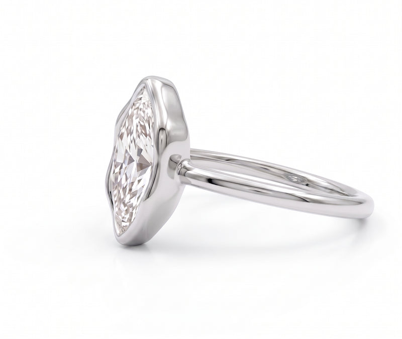 Abstract Bezel Set Marquise Lab Grown Diamond Ring