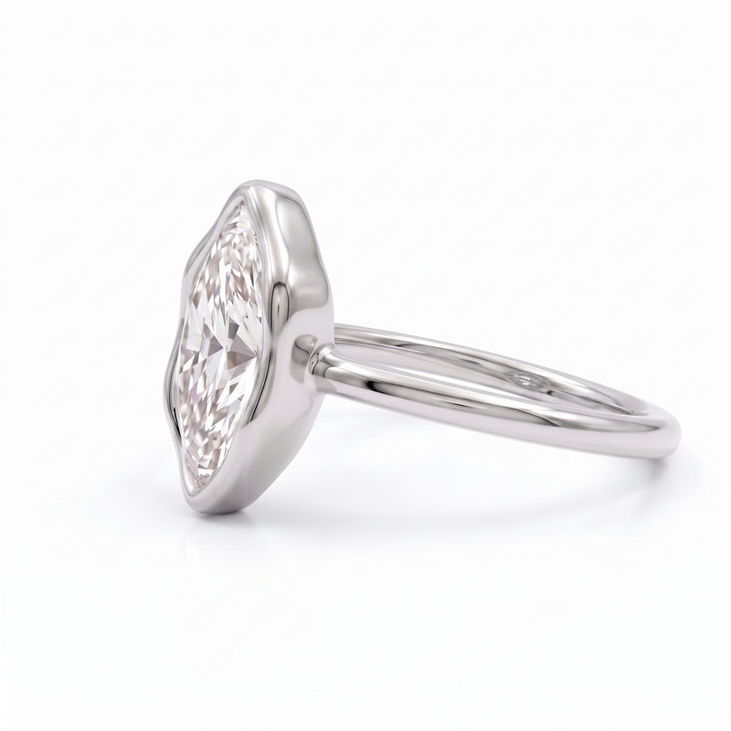 Abstract Bezel Set Marquise Lab Grown Diamond Ring
