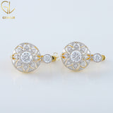 Antique Diamond Openwork Earrings, Vintage Floral Retro Earrings