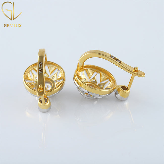 Antique Diamond Openwork Earrings, Vintage Floral Retro Earrings