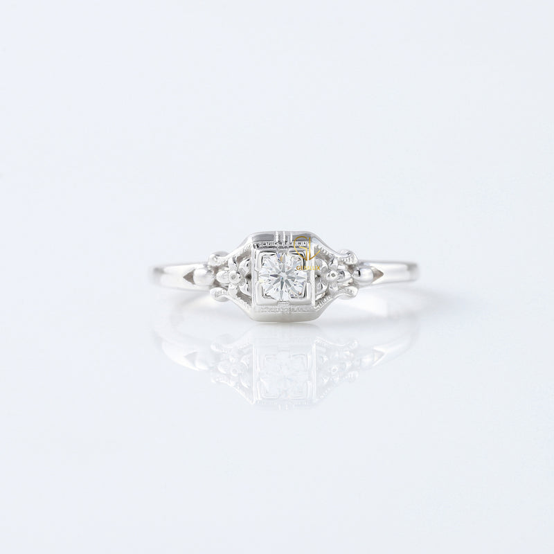 Antique Filigree Lab Grown Diamond Vintage Art Deco Engagement Ring