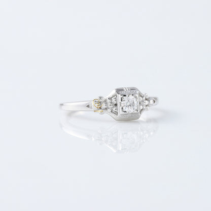 Antique Filigree Lab Grown Diamond Vintage Art Deco Engagement Ring