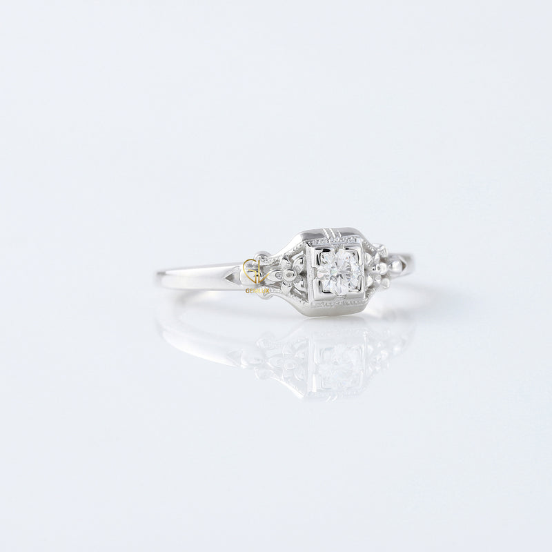 Antique Filigree Lab Grown Diamond Vintage Art Deco Engagement Ring