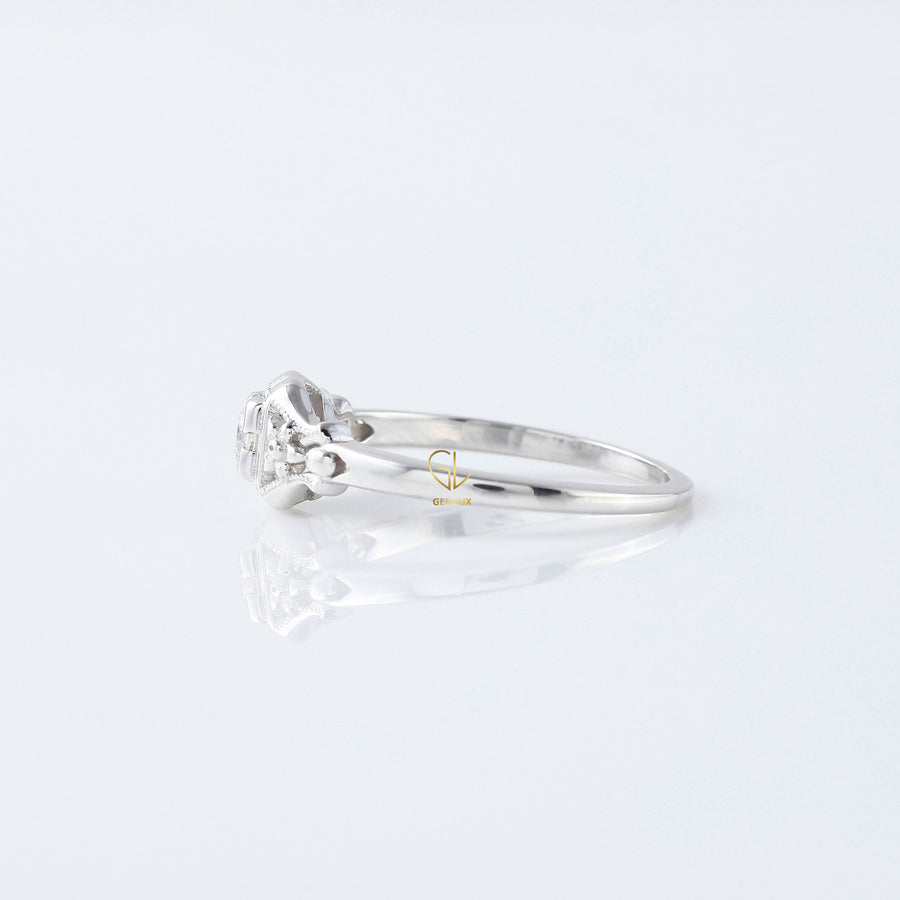 Antique Filigree Lab Grown Diamond Vintage Art Deco Engagement Ring