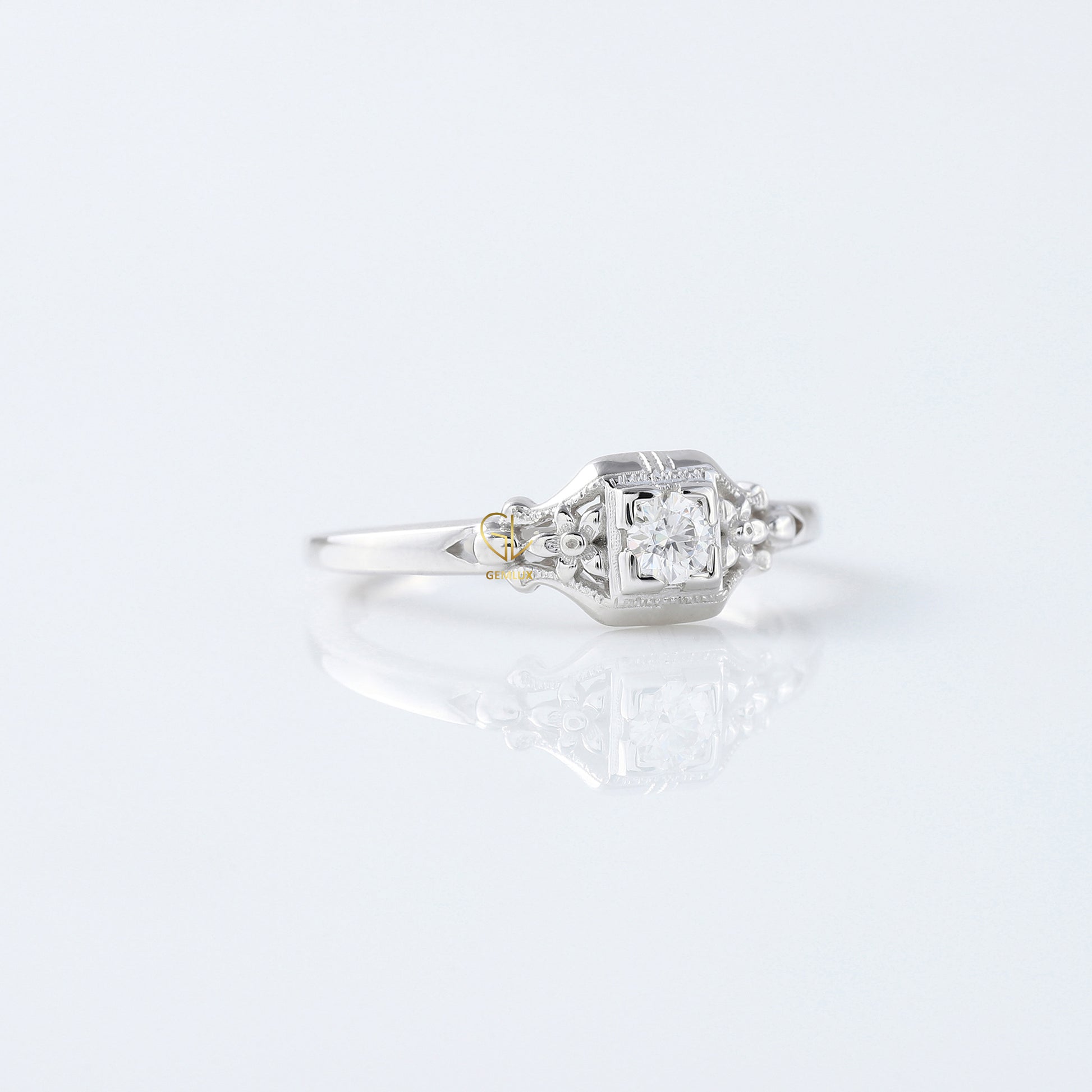 Antique Filigree Vintage Art Deco Engagement Ring 