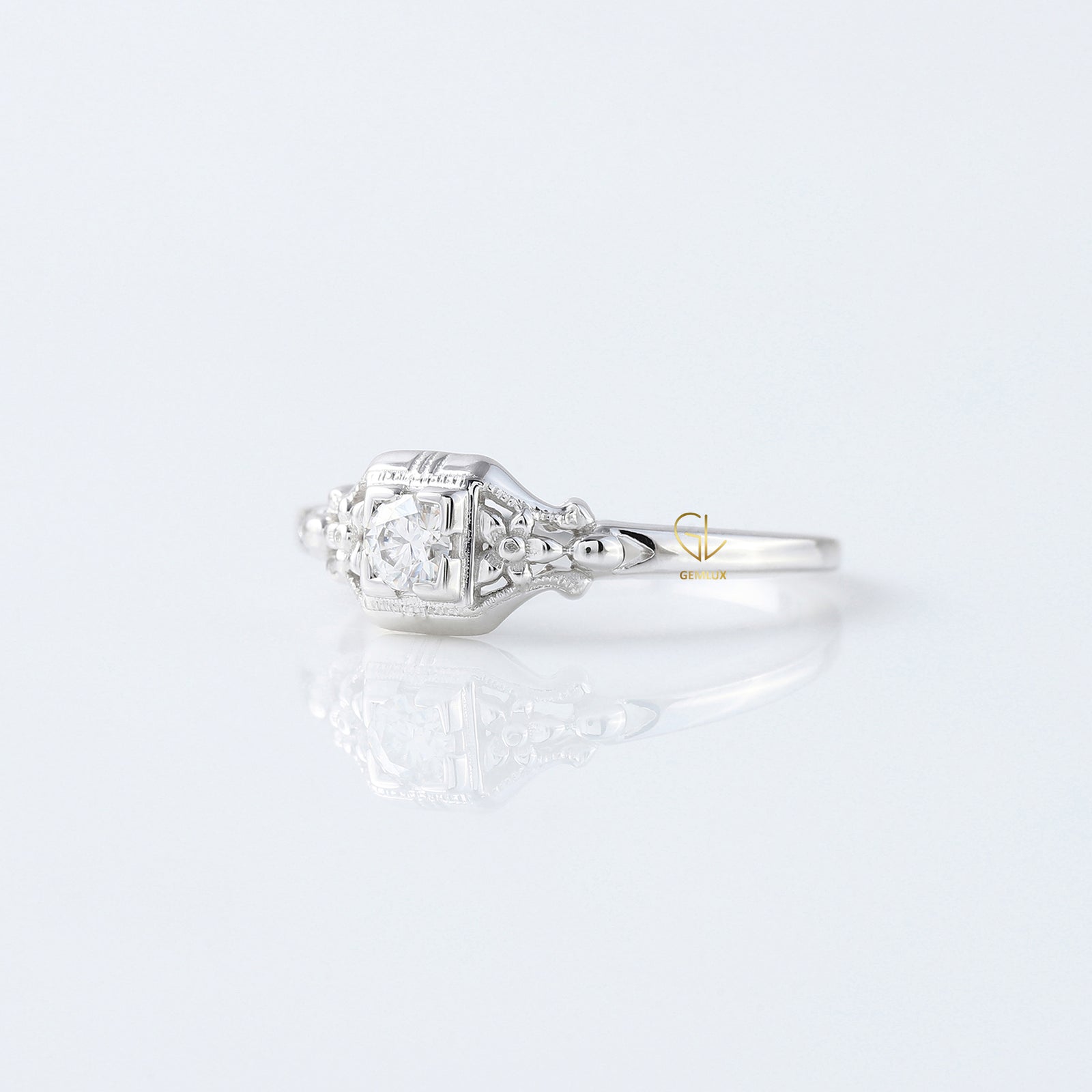 Antique Filigree Vintage Art Deco Engagement Ring