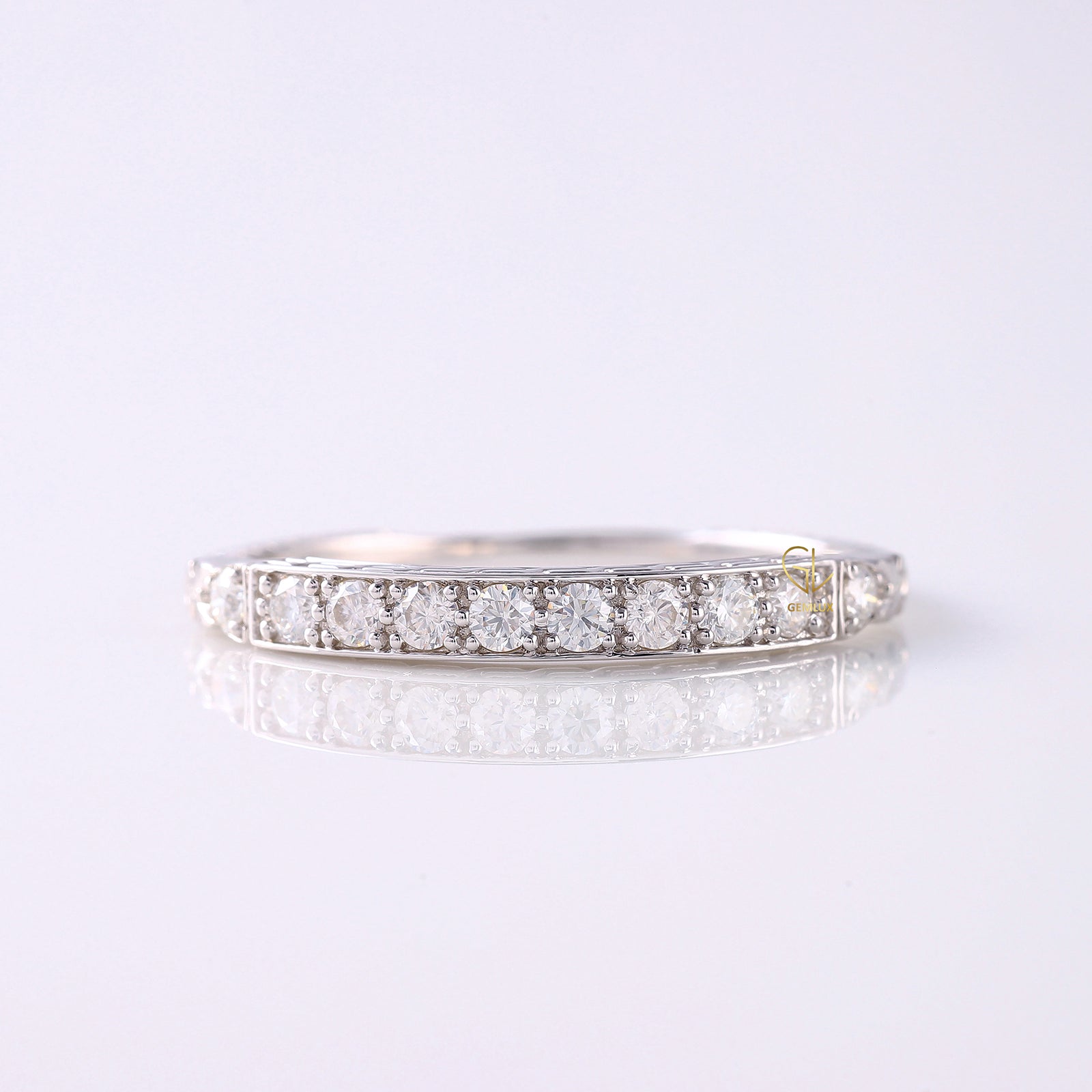Antique Lab Diamond Vintage Wedding Band