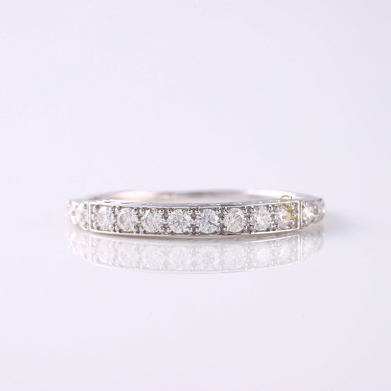 Antique Lab Diamond Vintage Wedding Band