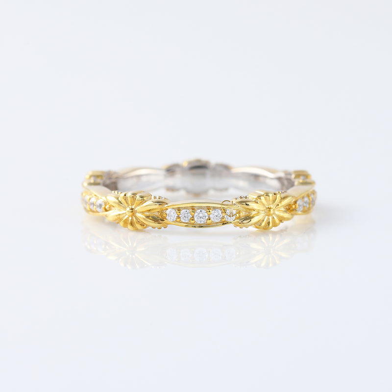 Antique Vintage Filigree Moissanite Wedding Band