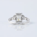Art Deco 2.5 Ct Emerald Cut Lab Grown Diamond White Gold Ring