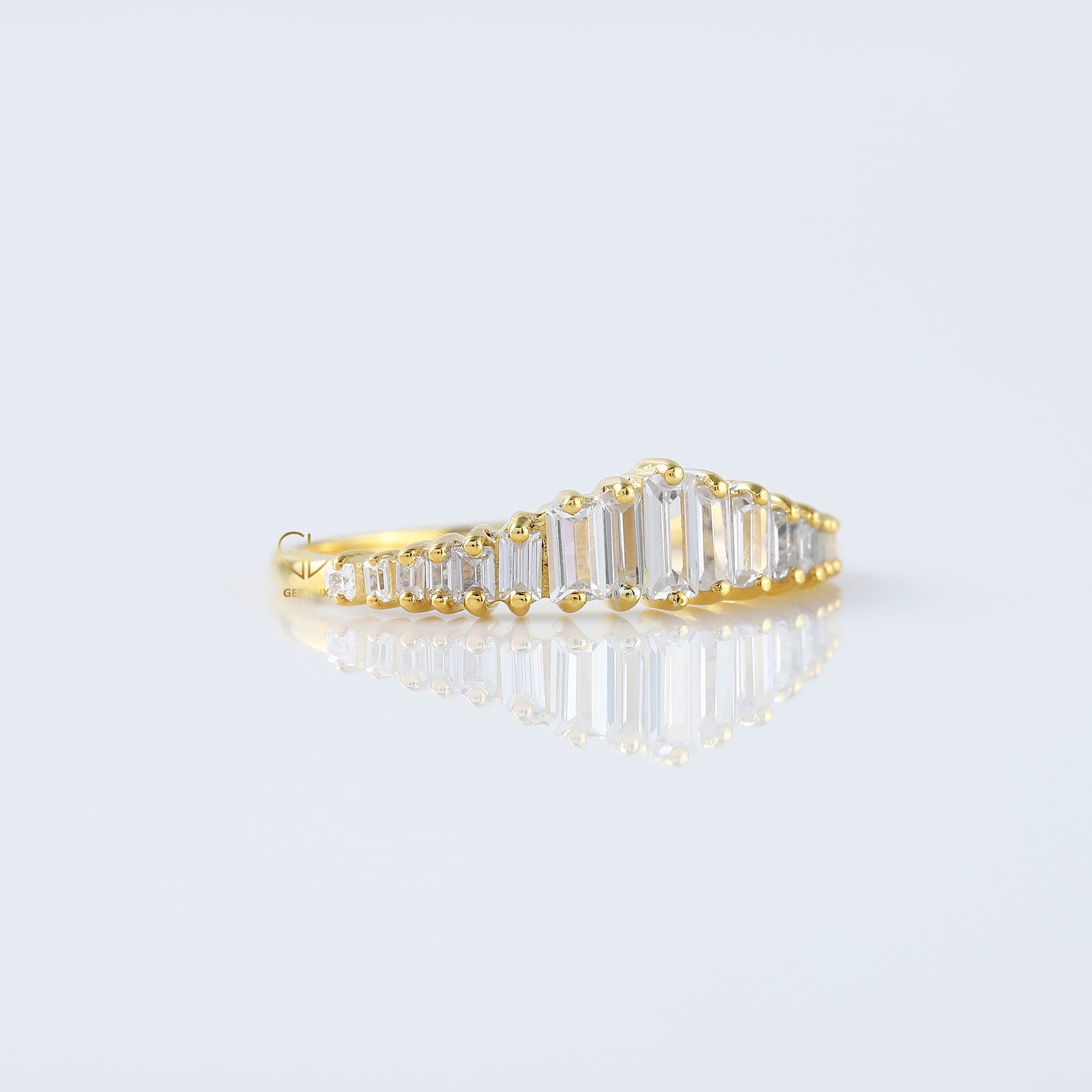 Art Deco Baguette Cut Tiara Wedding Band