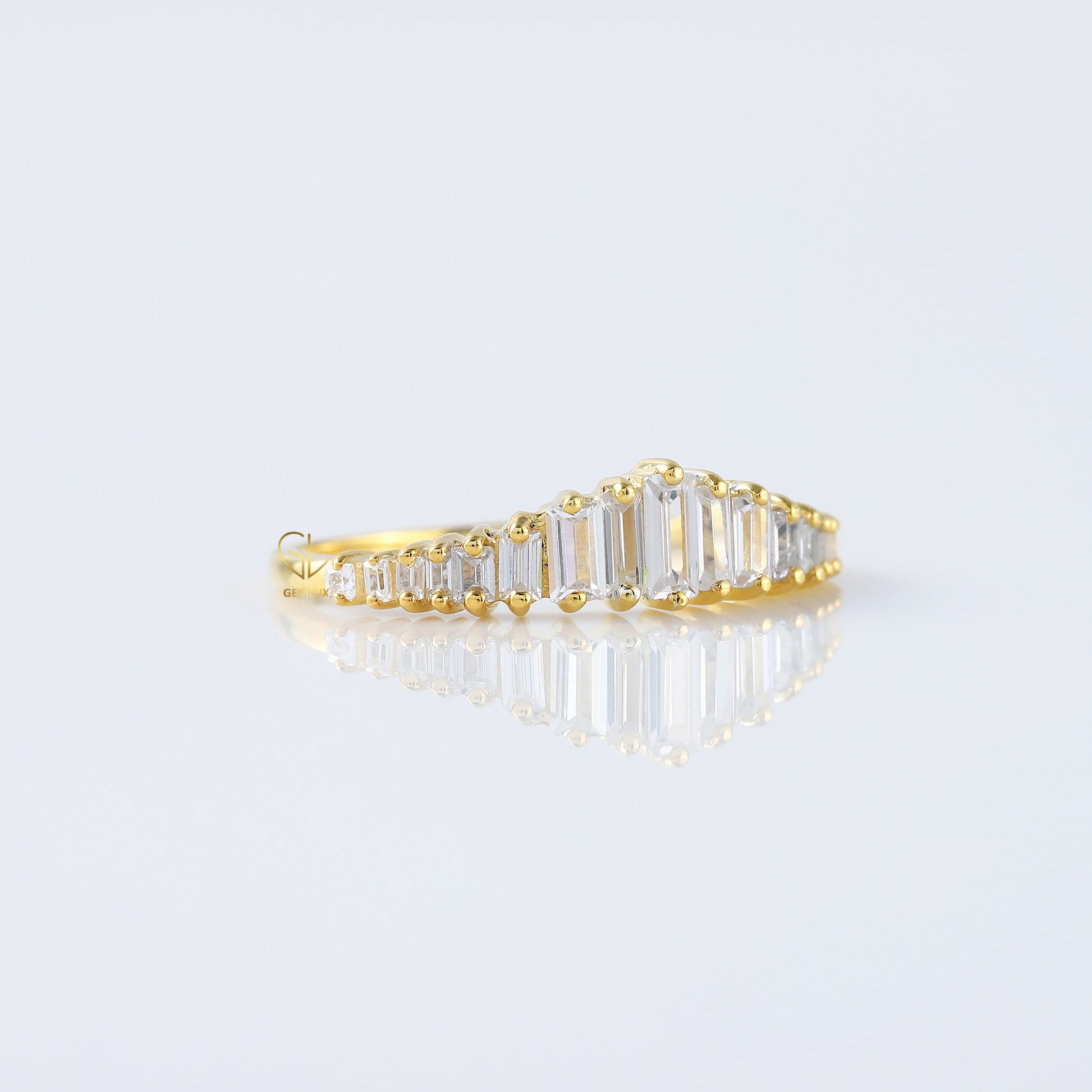 Art Deco Baguette Cut Tiara Wedding Band