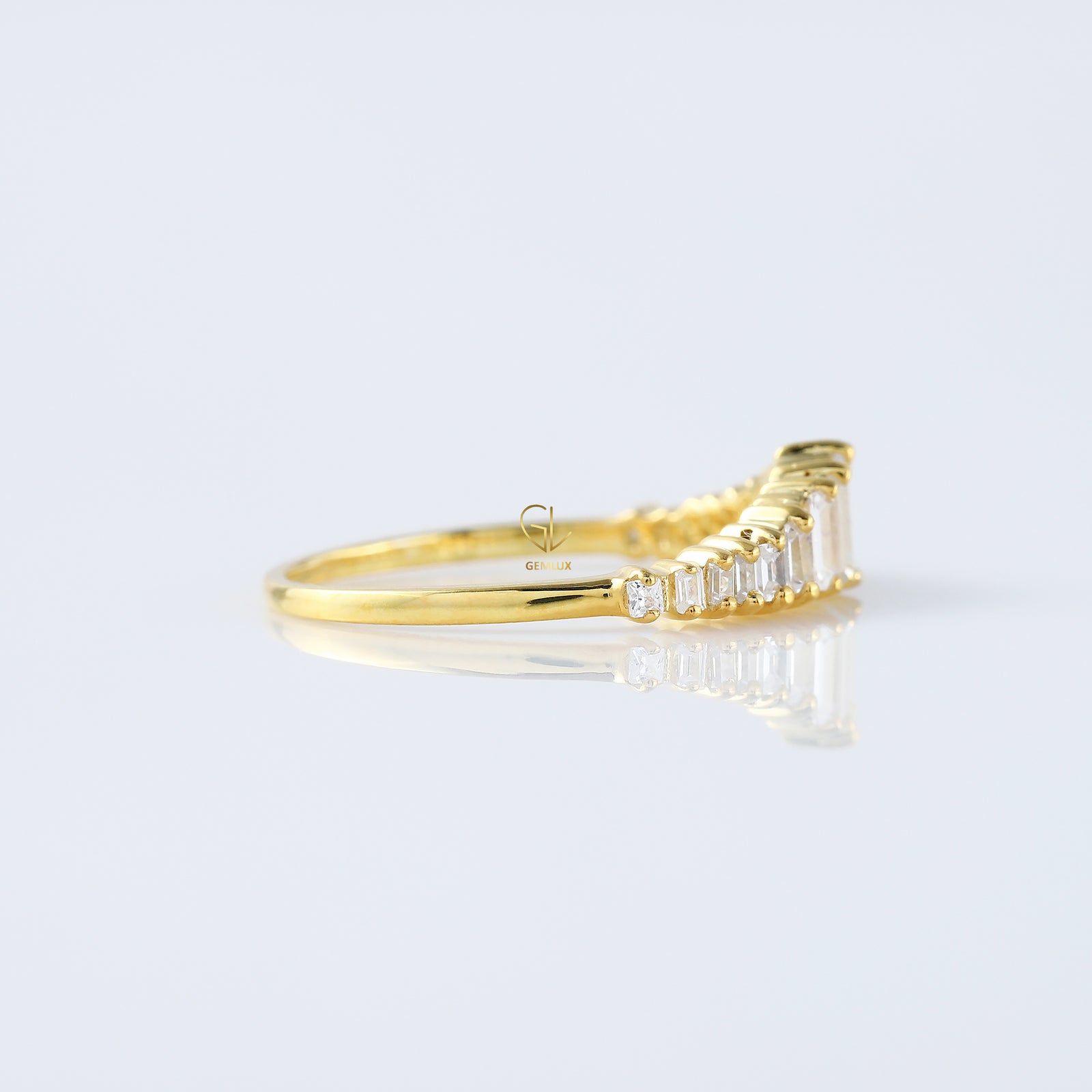 Art Deco Baguette Cut Tiara Wedding Band