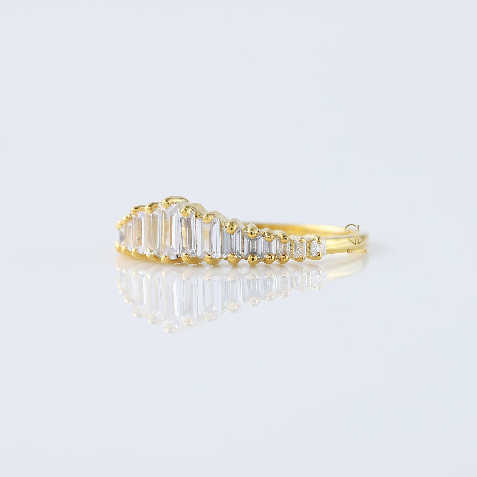 Art Deco Baguette Cut Tiara Wedding Band