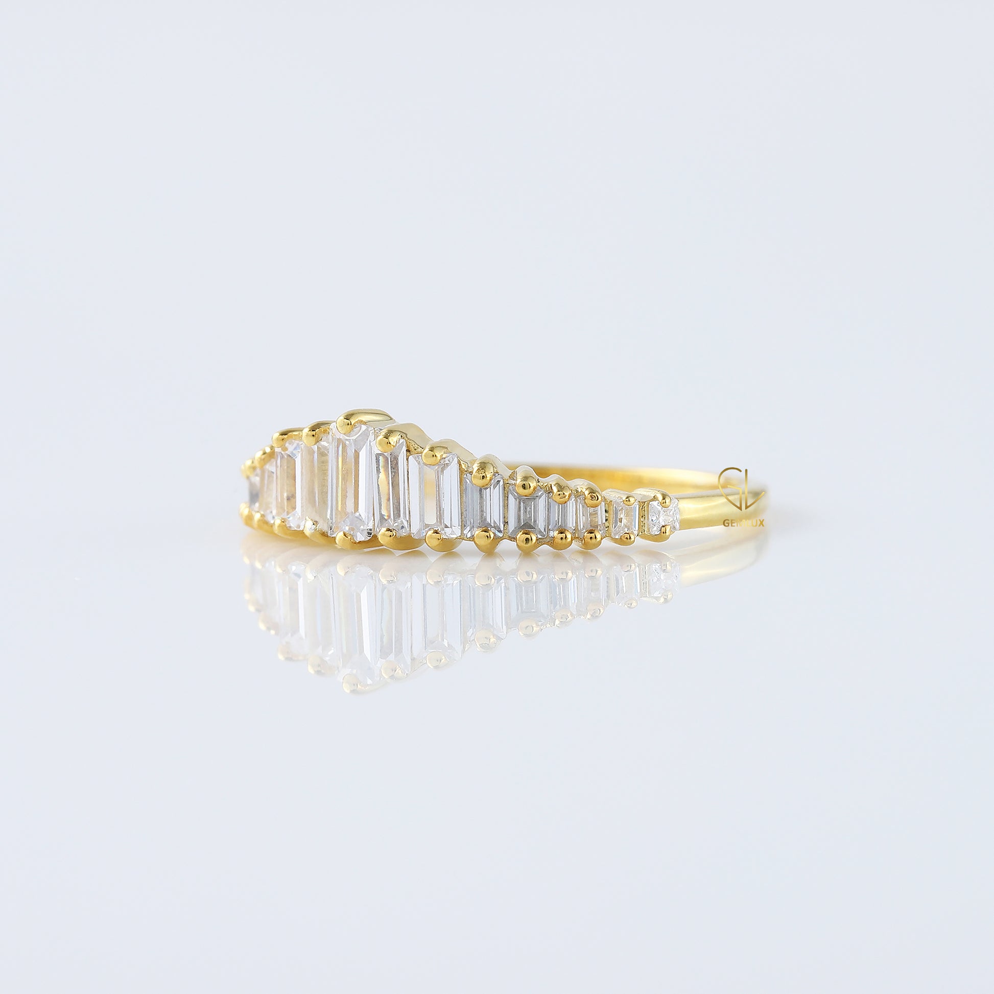 Art Deco Baguette Cut Tiara Wedding Band