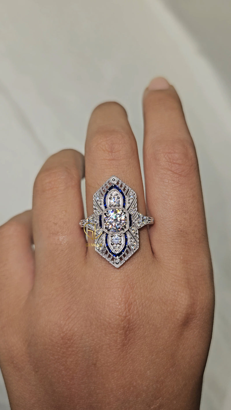 Art Deco Lab Grown Cocktail Ring