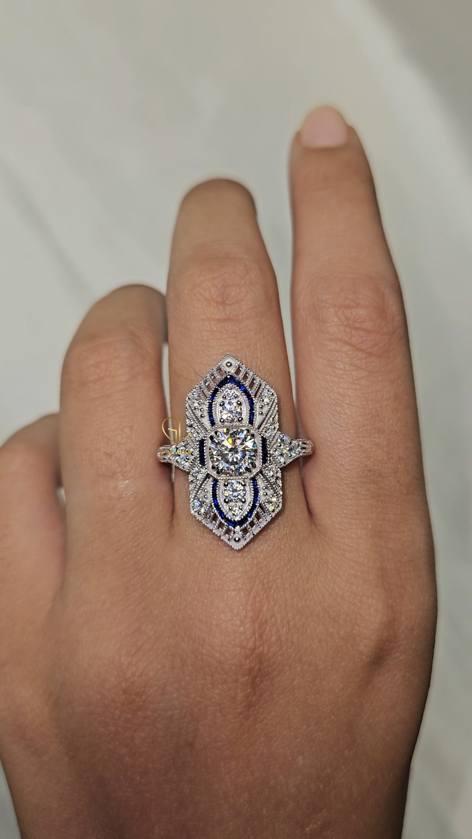 Art Deco Lab Grown Cocktail Ring