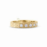 Art Deco Milgrain Band, Round Cut Moissanite Five Stone Wedding Band
