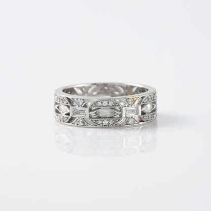 Art Deco Moissanite Wedding Band