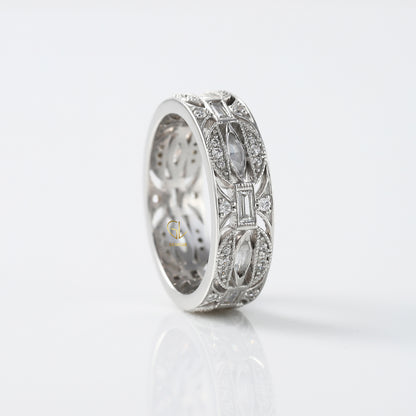 Art Deco Moissanite Wedding Band