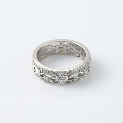 Art Deco Moissanite Wedding Band