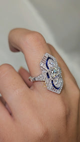 Art Deco Round Moissanite Cocktail Ring