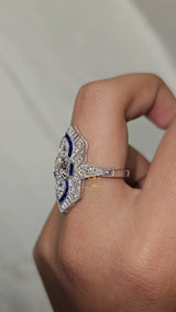 Art Deco Round Moissanite Cocktail Ring