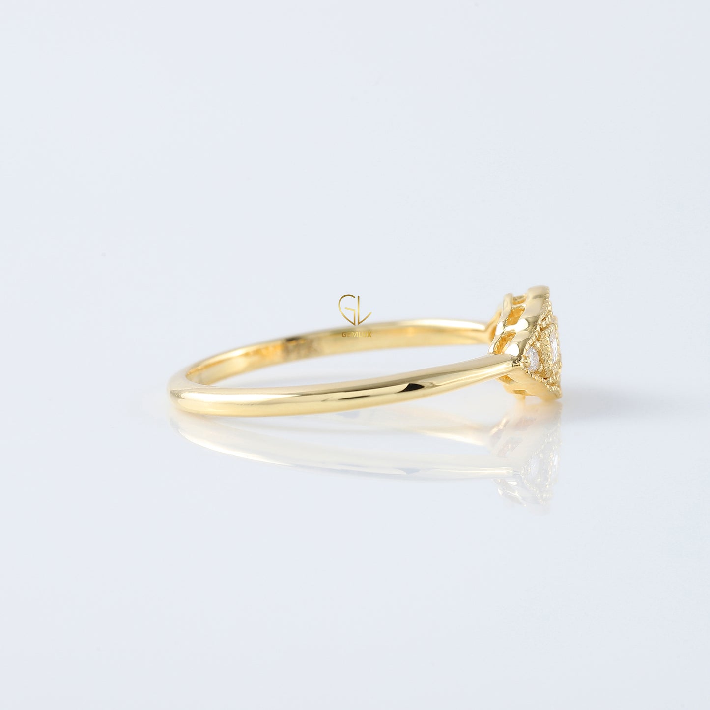 Art Deco Three Stone Princess Cut Lab Grown Minimalist Ring