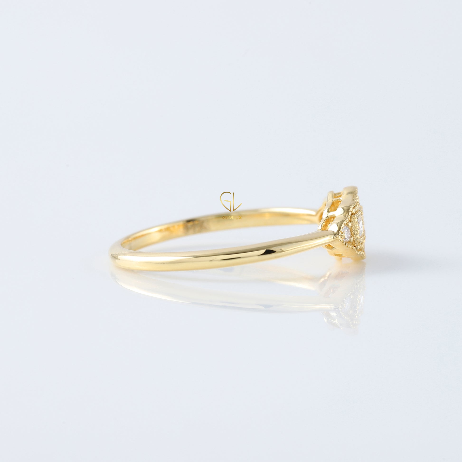 Art Deco Three Stone Princess Cut Lab Grown Minimalist Ring