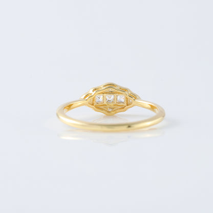 Art Deco Three Stone Princess Cut Lab Grown Minimalist Ring